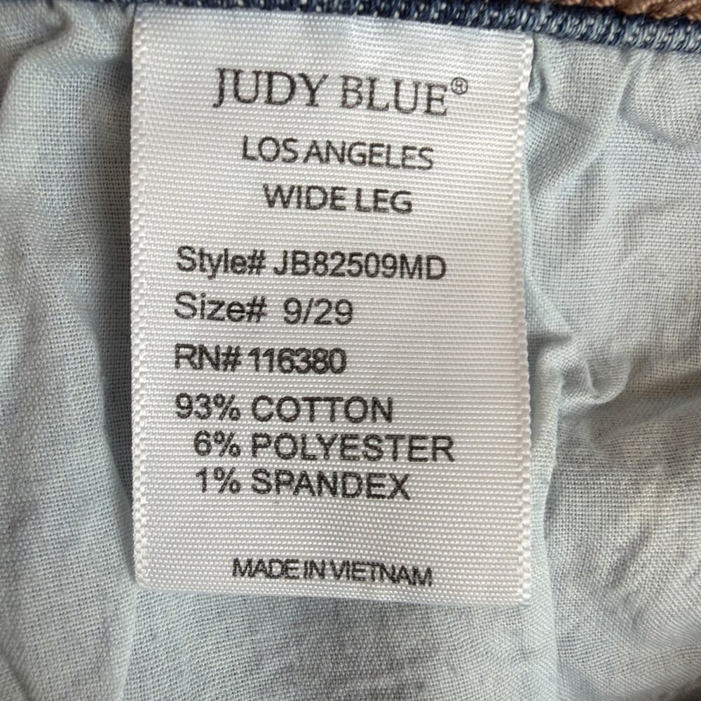 Judy Blue Jeans Women 9 29 Blue High Waist wide leg Distressed Button Fly - Picture 14 of 16